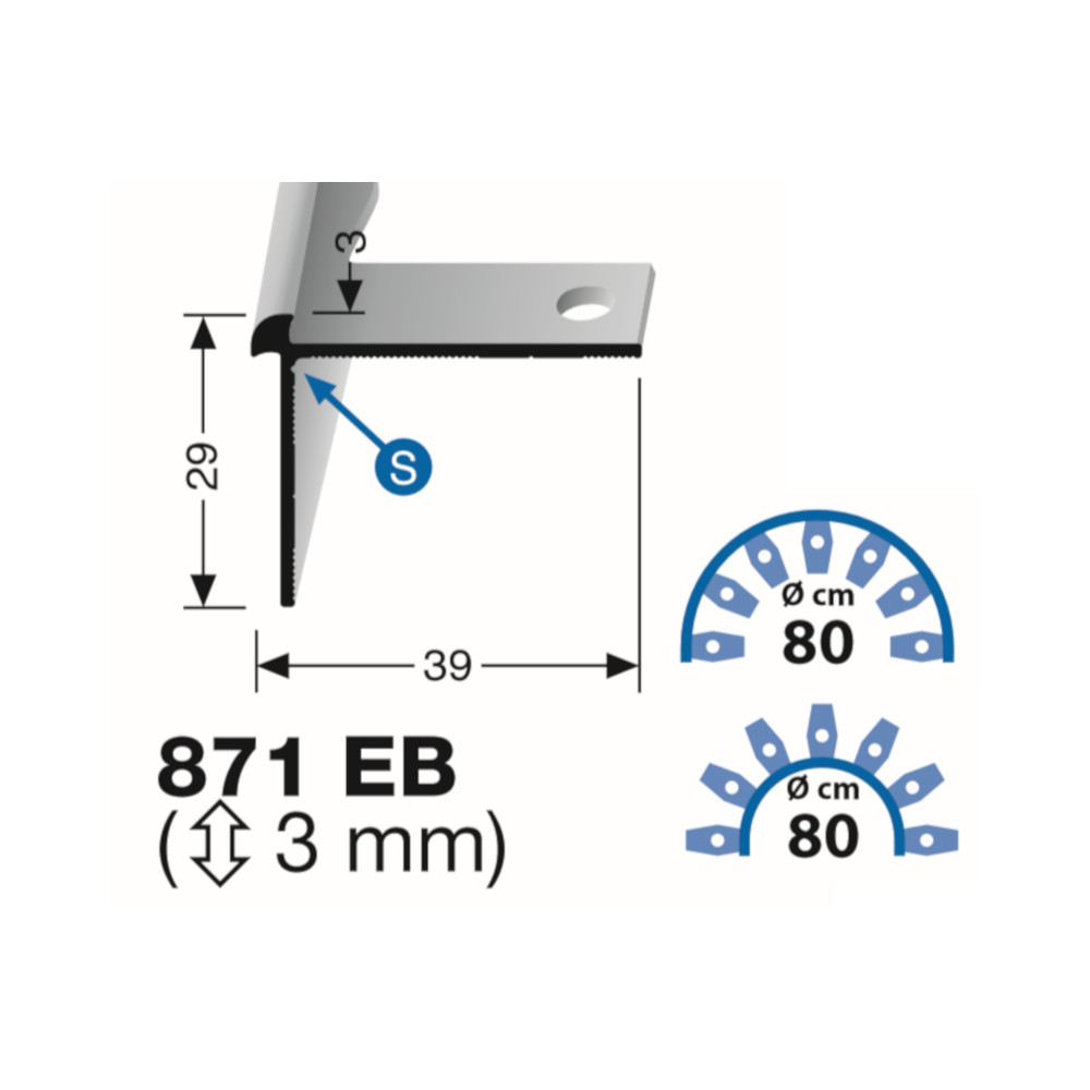 Küberit biegbares Treppenkantenprofil Typ 871 EB, 500 cm, edelstahloptik (F2)