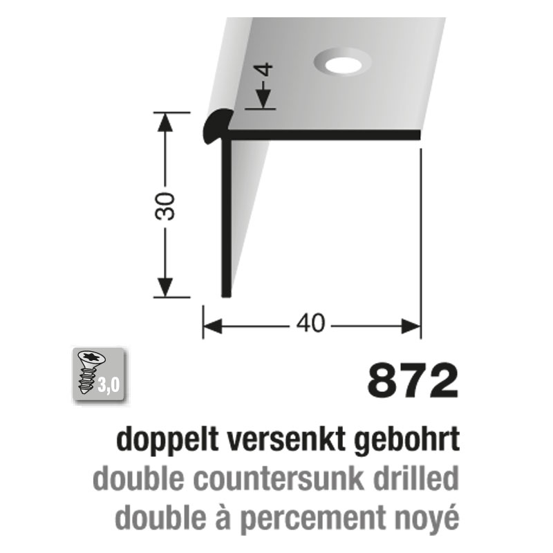 Küberit Treppenkantenprofil Typ 872, 250 cm, silber (F4)