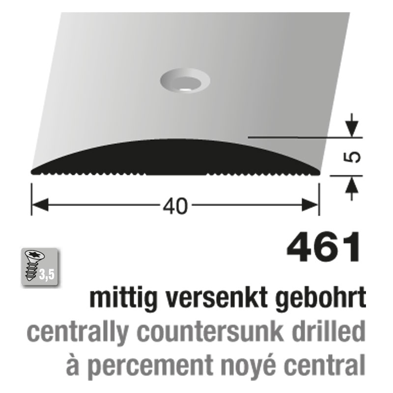Küberit Alu Übergangsprofil 40 mm, Typ 461, 270 cm, poliert (F3)