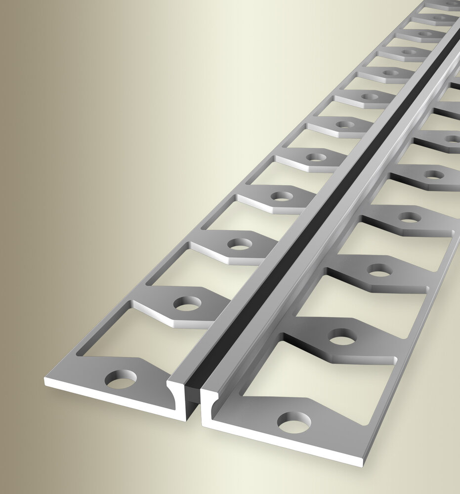 Küberit Alu Dehnungsprofil Typ 302 S, silber, 4,5 mm, schwarz, 250 cm Küberit Alu Dehnungsprofil Typ 302 S, silber, 4,5 mm, schwarz, 250 cm