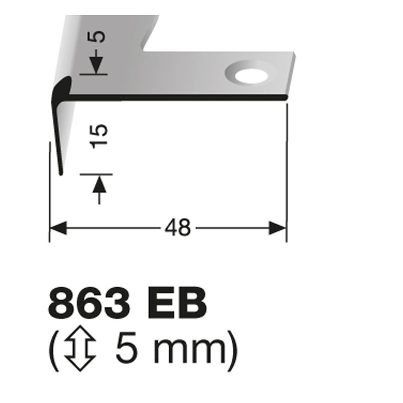 Küberit Treppenkantenprofil Typ 863 EB, 500 cm, silber (F4)