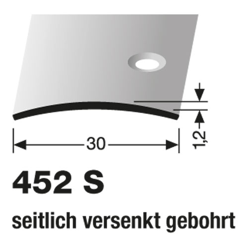 Küberit Übergangsprofil 1,2 x 30 mm, Typ 452 S, 270 cm, Messing poliert (F7)