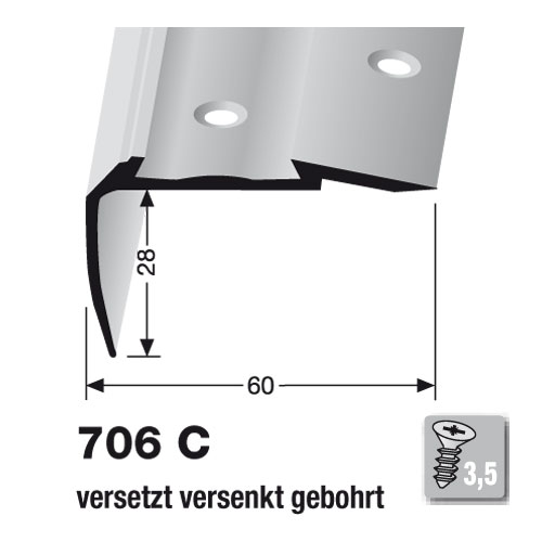 KÜBERIT Treppenkantenprofil Typ 706C 500 cm, silber (F4)