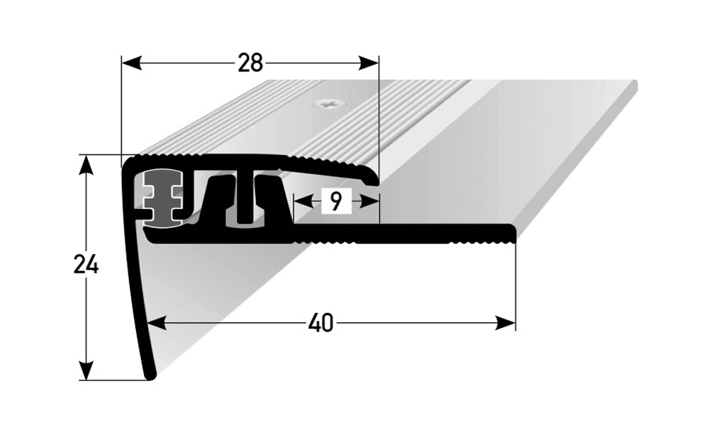 AUER Alu SKD-Treppenkantenprofil Typ 351, 90 cm, edelstahloptik