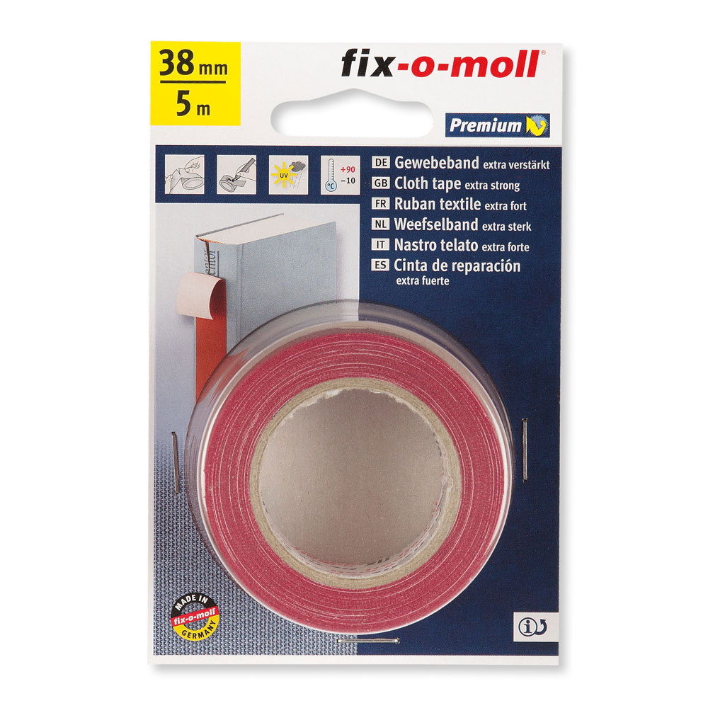 fix-o-moll Gewebeband, extra verstärkt, 5 m x 38 mm, rot