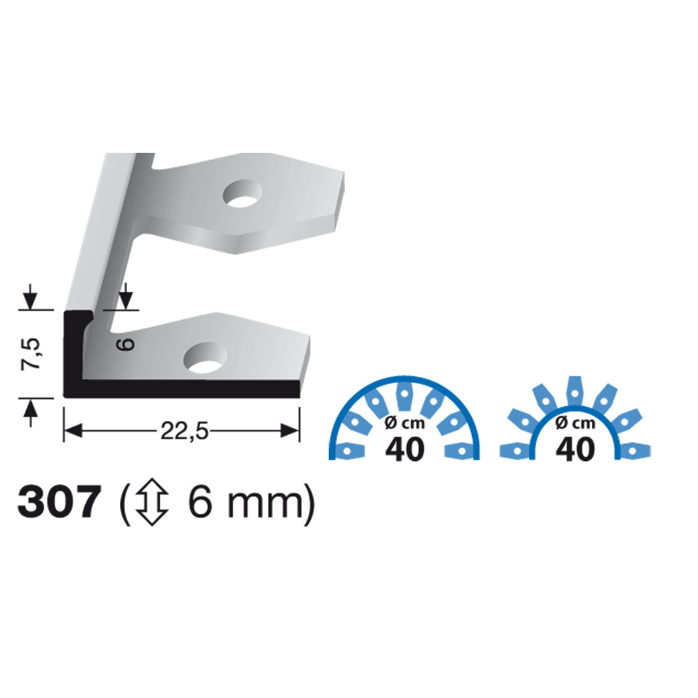 Küberit einfach biegbares Profil, 6 mm,  Typ 307, 250 cm, silber (F4)