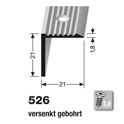 Küberit Alu Winkel 21 x 21 mm Typ 526, 250 cm, sand (F9)