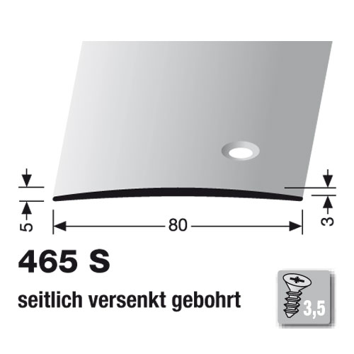 Küberit Alu Übergangsprofil 80 mm, Typ 465 S, 270 cm, silber (F4)