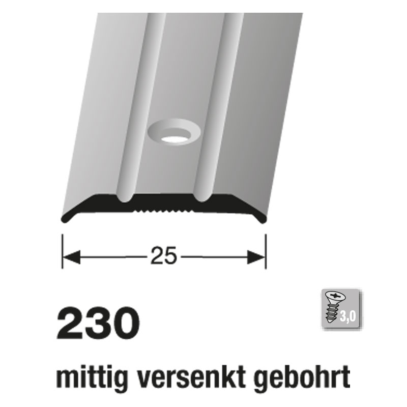 Küberit Alu Übergangsprofil Typ 230, 500 cm, edelstahloptik (F2)