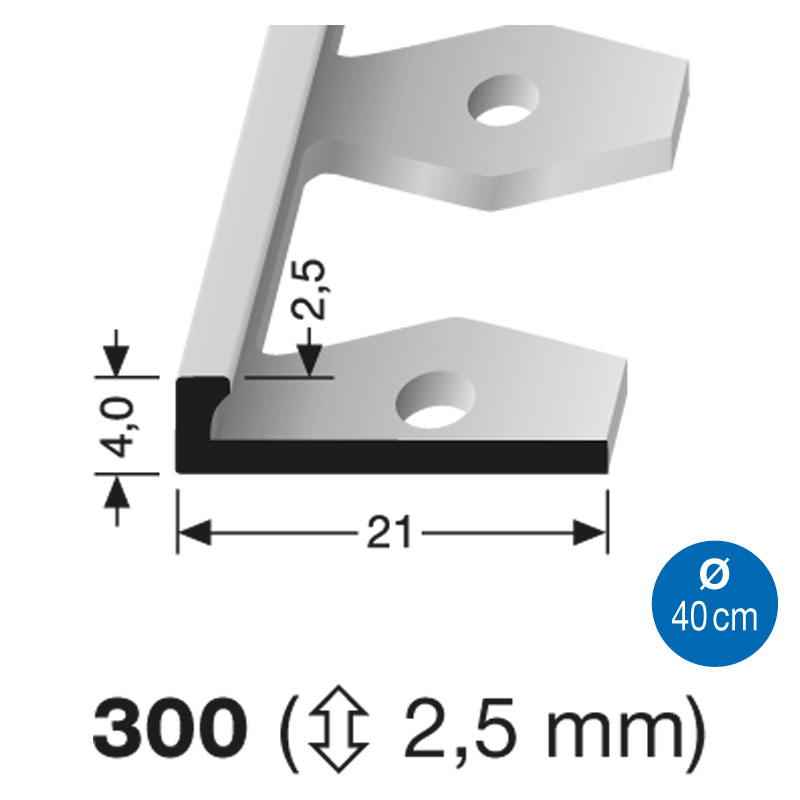 Küberit Alu Fliesenabschlußprofil einfach biegsam 2,5 mm, Typ 300, 250 cm, gold (F5)