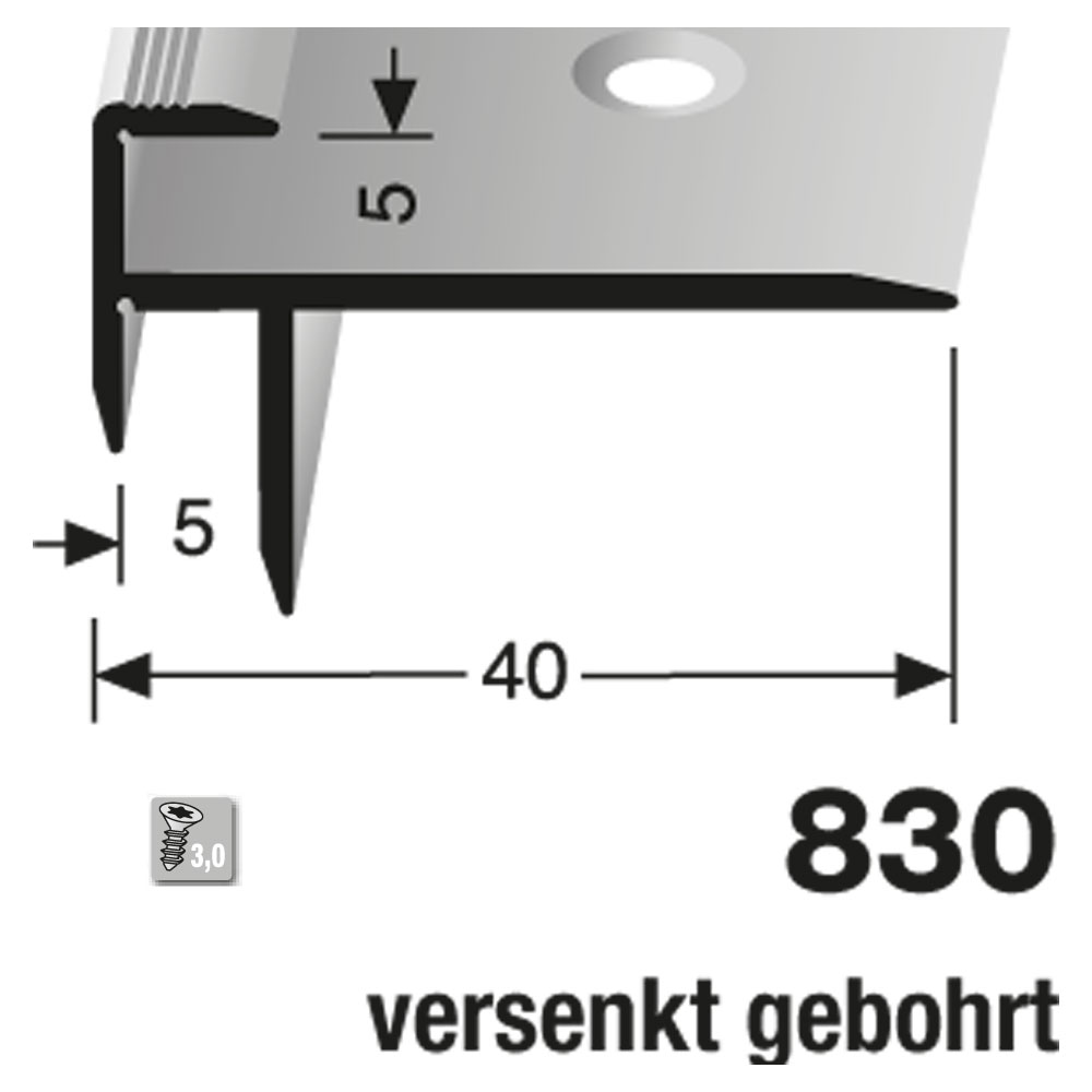 Küberit Alu Treppenkantenprofil Typ 830, 500 cm, poliert (F3)