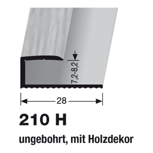 Küberit Alu Abschlußprofil Typ 210 H, 7,2-8,2 mm, 270 cm, buche dunkel (H20)