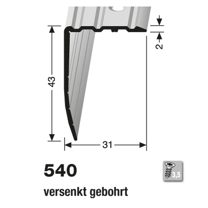 Küberit Alu Winkelprofil Typ 540, 500 cm, edelstahloptik (F2)