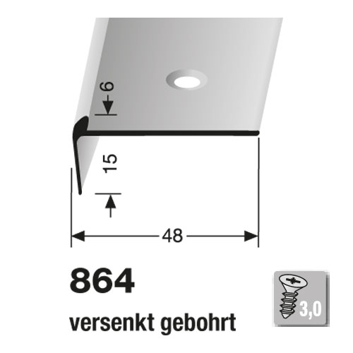 Küberit Alu Treppenkantenprofil Typ 864, 500 cm, bronze (F6)