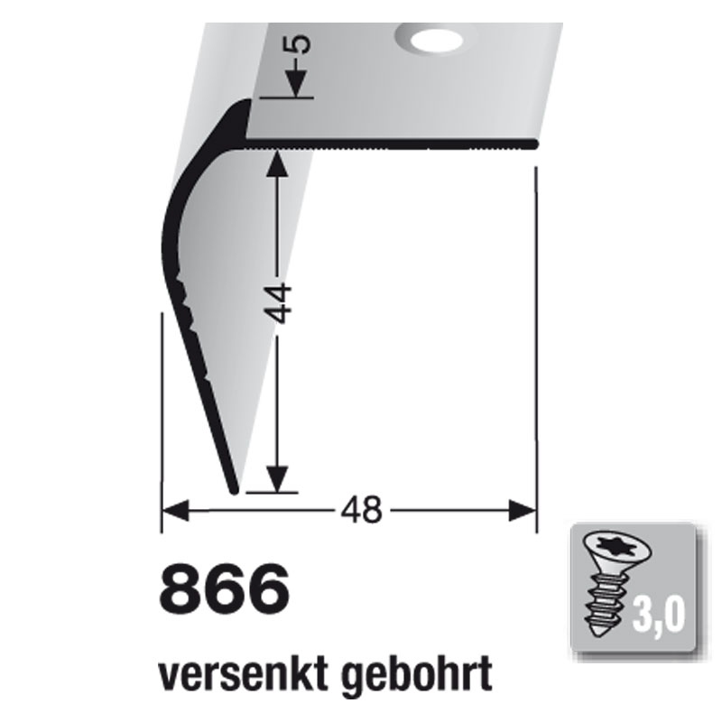 Küberit Treppenkantenprofil Typ 866, 500 cm, edelstahloptik (F2)