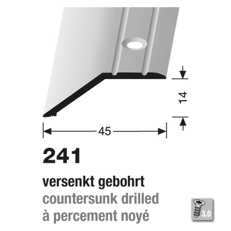 Küberit Abschlußprofil Typ 241 14 mm, 90 cm, silber (F4)