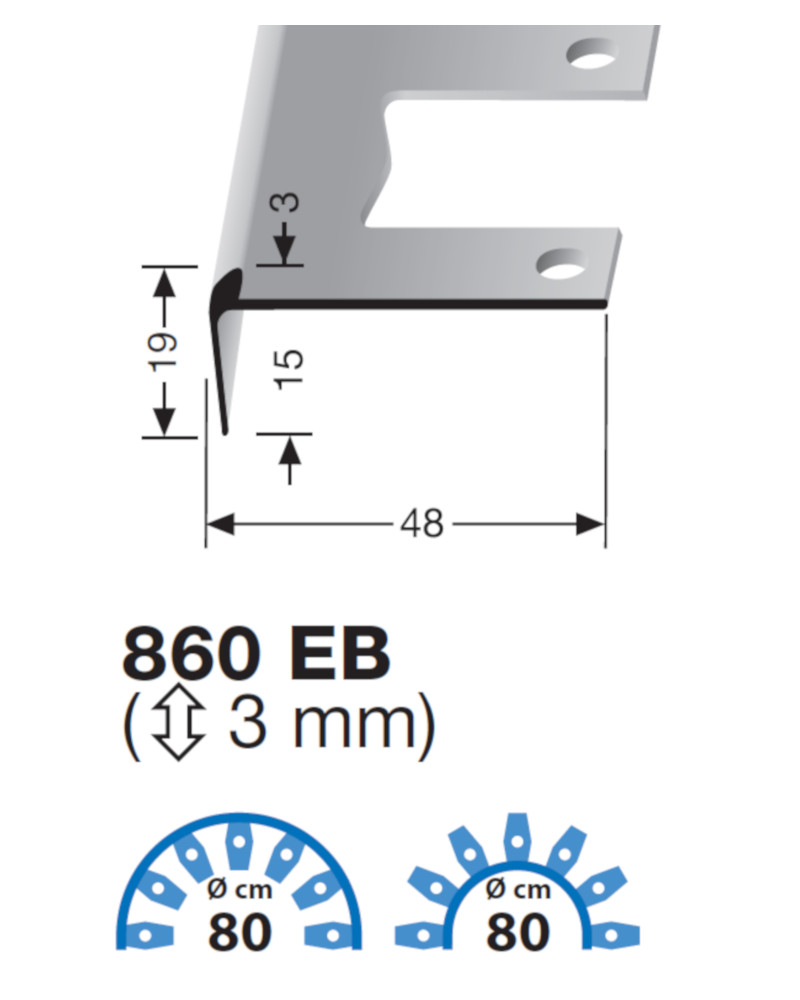 Küberit biegbares Treppenkantenprofil Typ 860 EB 250 cm, edelstahloptik (F2)