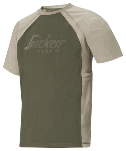 Snickers Workwear Logo T-Shirt Olivgrün/beige, Gr.XL