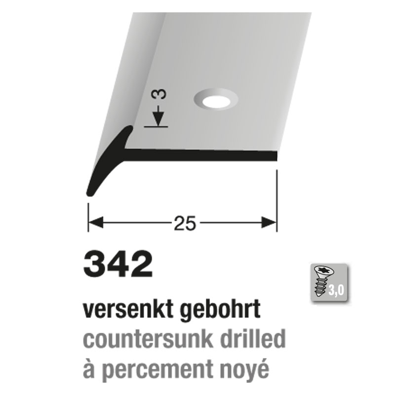 Küberit Abschlussprofil Typ 342, 250 cm, Messing poliert (F7)