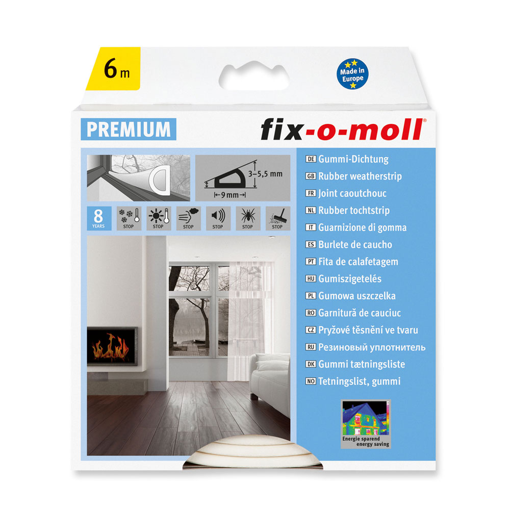fix-o-moll D-Profildichtung weiß 6 m, 6 x 9 mm fix-o-moll D-Profildichtung weiß 6 m, 6 x 9 mm
