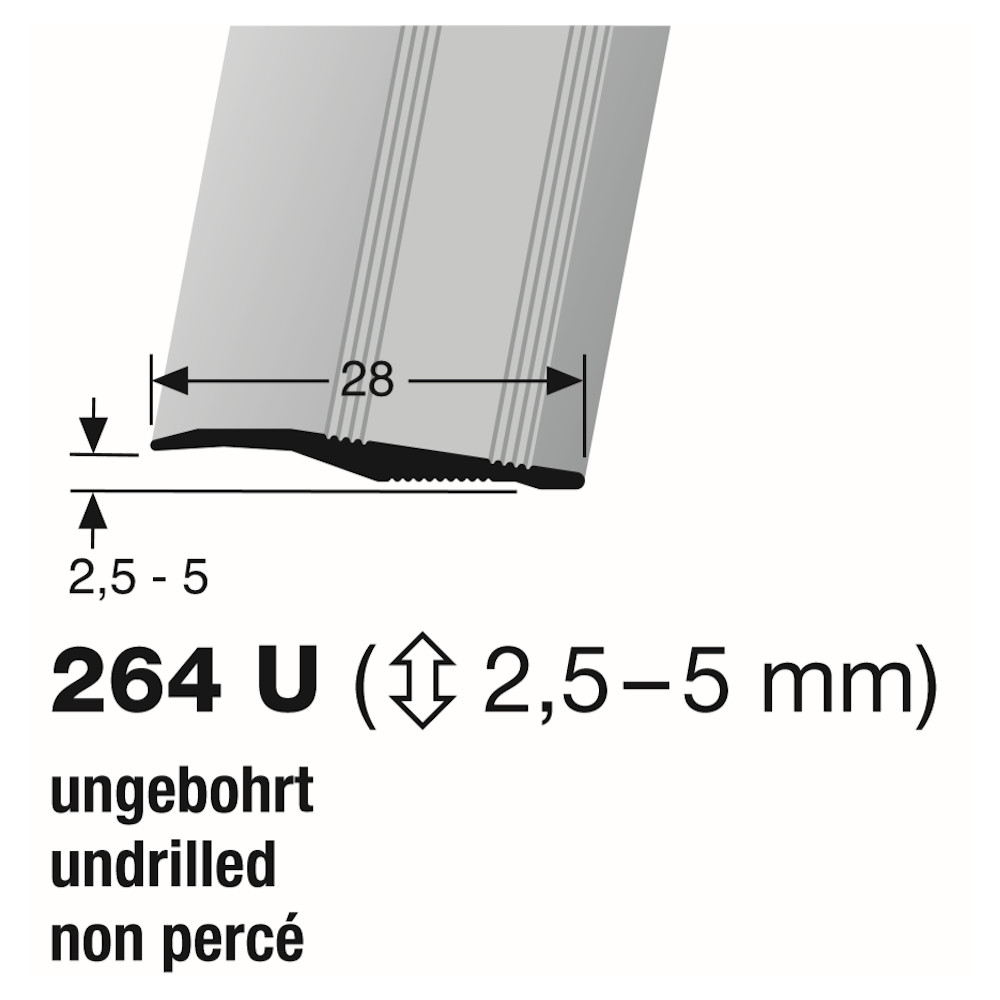 Küberit Alu Rampenprofil Typ 264 U, 270 cm, edelstahloptik (F2) Küberit Alu Rampenprofil Typ 264 U, 270 cm, edelstahloptik (F2)