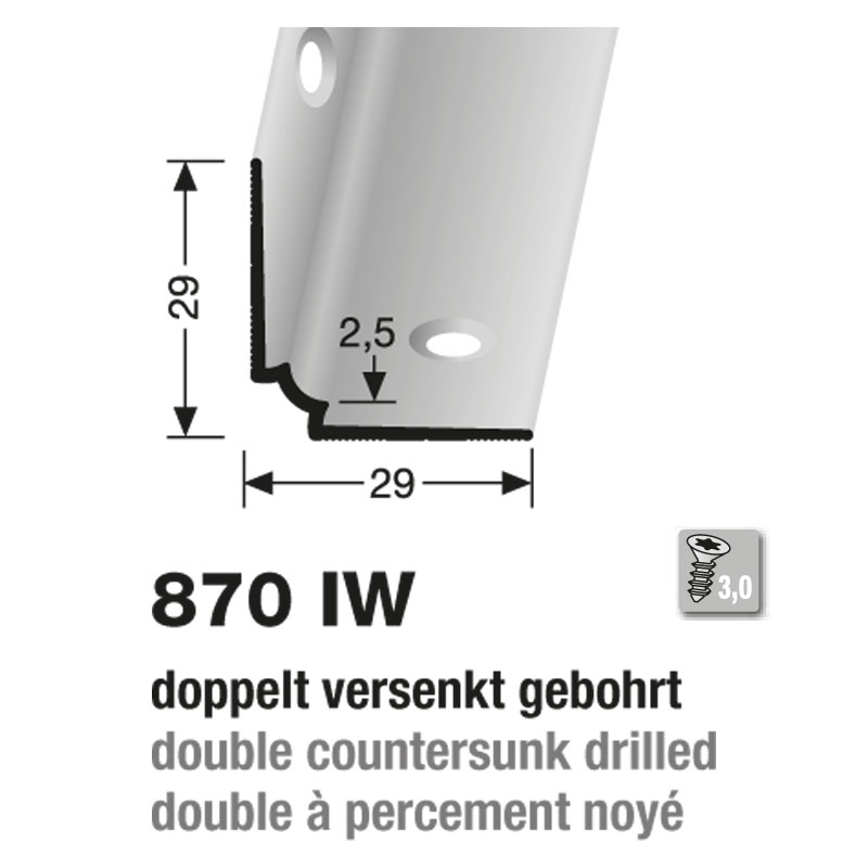 Küberit Alu Treppeninnenwinkel Typ 870 IW, 500 cm, gold (F5)