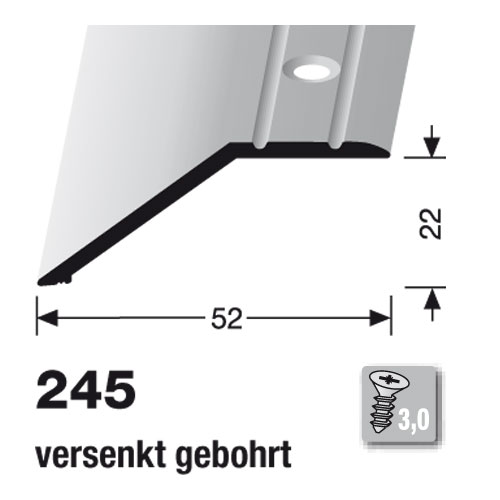 Küberit Anpassungsprofil Typ 245, 22 mm, 270 cm, silber (F4)