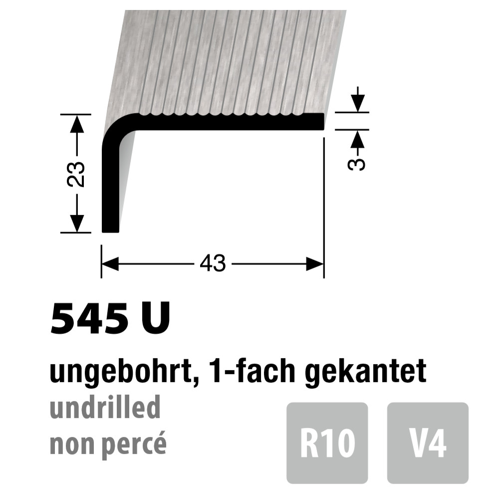 Küberit Winkelprofil Typ 545 U, 250 cm, edelstahl gebürstet (F8G)