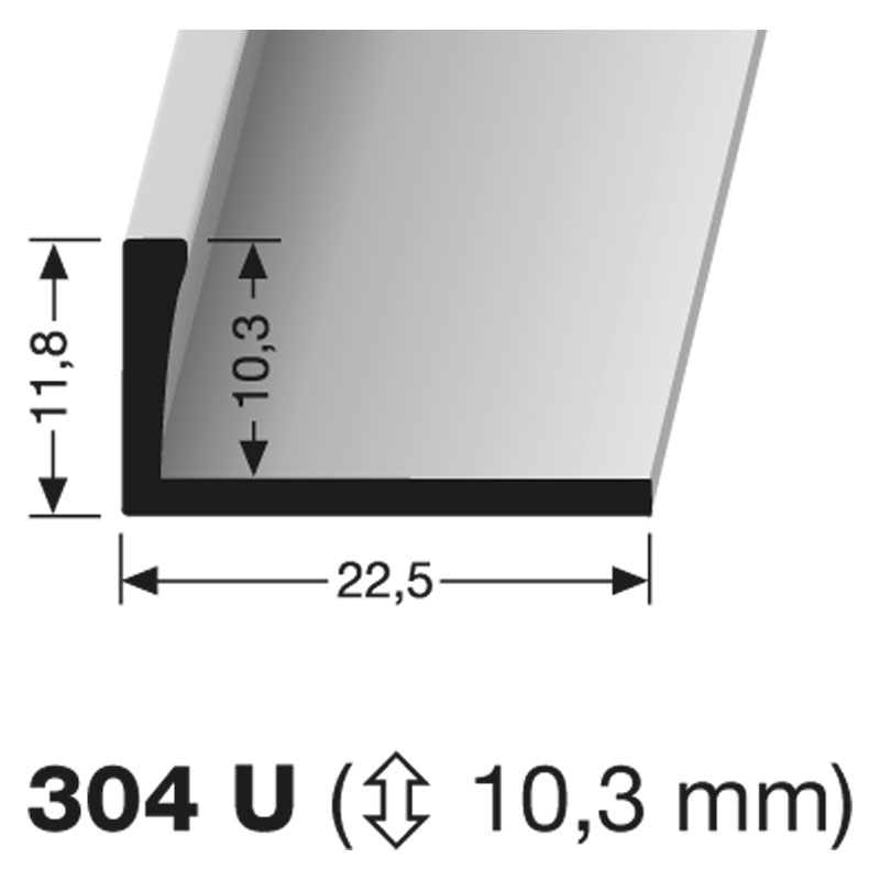 Küberit Ungestanztes Profil Typ 304 U, 250 cm, poliert (F3)