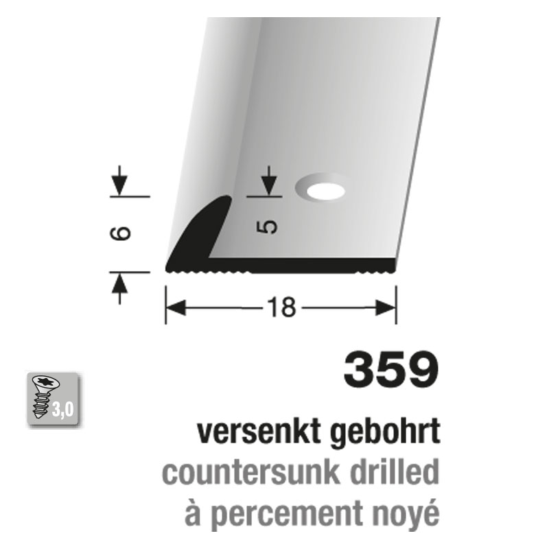 Küberit Alu Abschlussprofil Typ 359, 250 cm, Reinmessing poliert (F7)