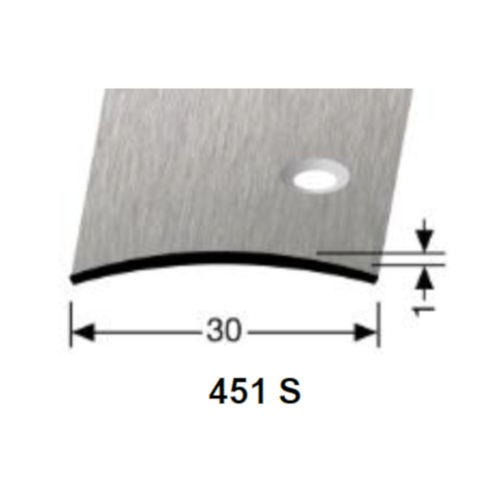 Küberit Übergangsprofil 30 mm, Typ 451 S, 100 cm, Edelstahl gebürstet(F8G)