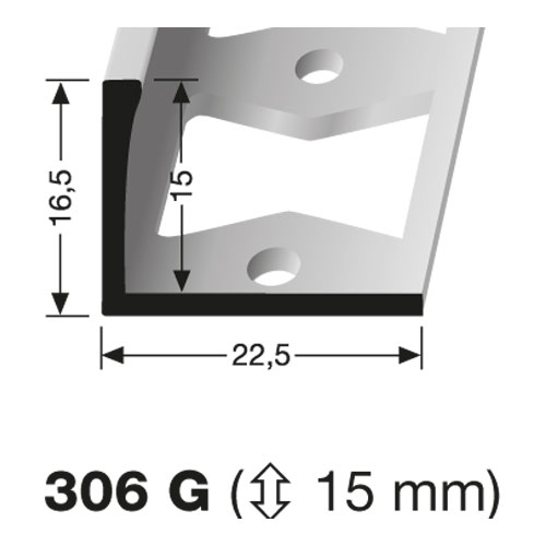 KÜBERIT Fliesenabschluß 15mm T306G 250cm, edelstahl poliert(F8)