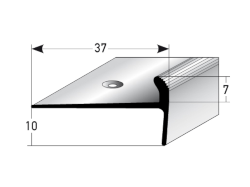 AUER Alu Treppenkantenprofil Typ 333, 10 x 37 x 7 mm, 100 cm, silber