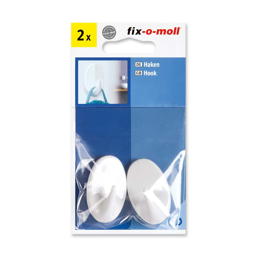 fix-o-moll Haken selbstklebend weiß oval 31 mm x 49 mm, 2 Stück fix-o-moll Haken selbstklebend weiß oval 31 mm x 49 mm, 2 Stück