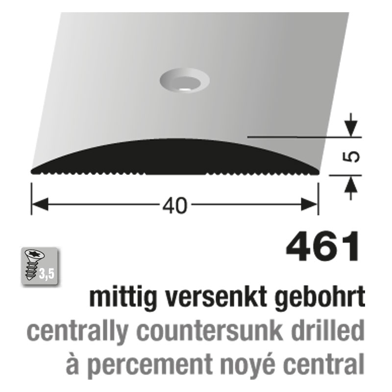 Küberit Alu Übergangsprofil 40 mm, Typ 461, 270 cm, edelstahloptik (F2G)