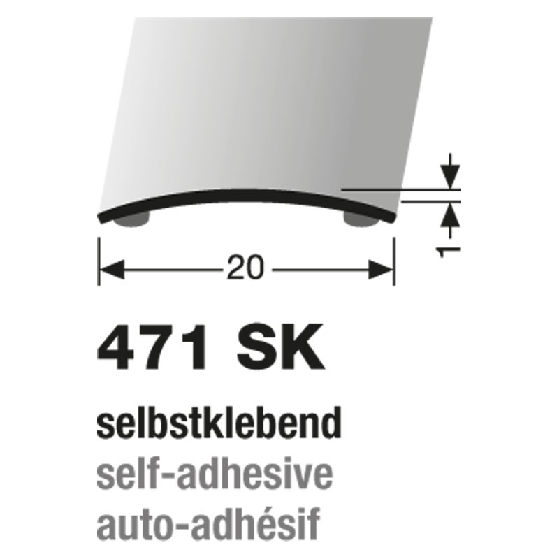 Küberit Übergangsprofil 20 mm, Typ 471 SK, 270 cm, edelstahl (F8)