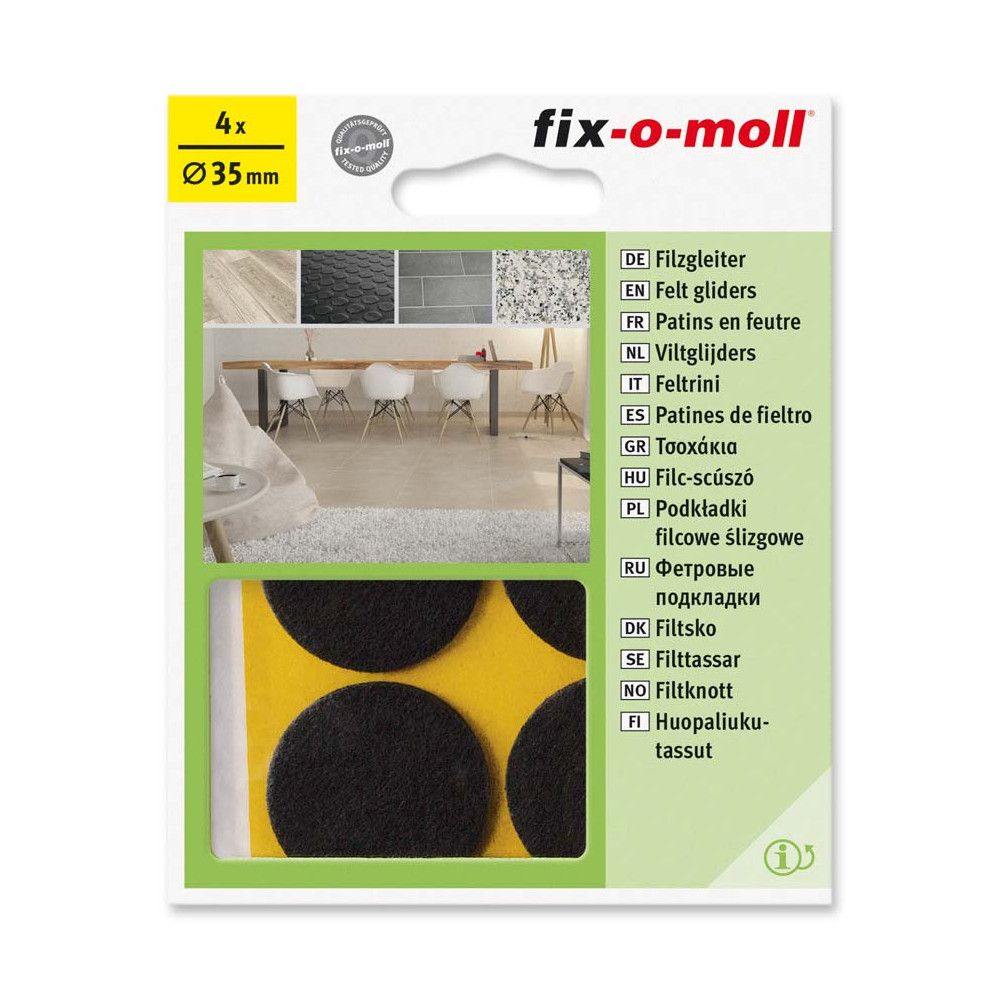 fix-o-moll Filzgleiter braun SK, rund Ø 35 mm, 4 Stück auf SB Karte fix-o-moll Filzgleiter braun SK, rund Ø 35 mm, 4 Stück auf SB Karte