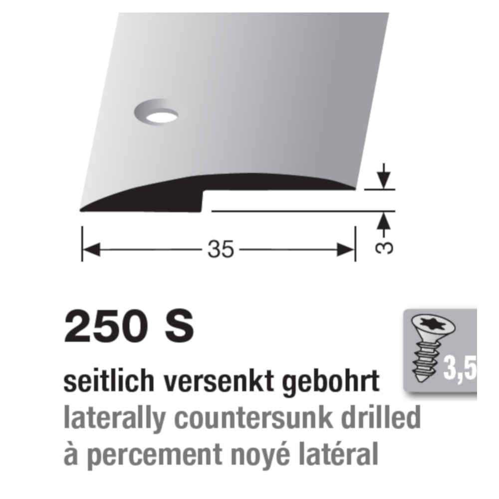 Küberit Abschlußprofil Typ 250S, 3 mm, seitlich versenkt gebohrt