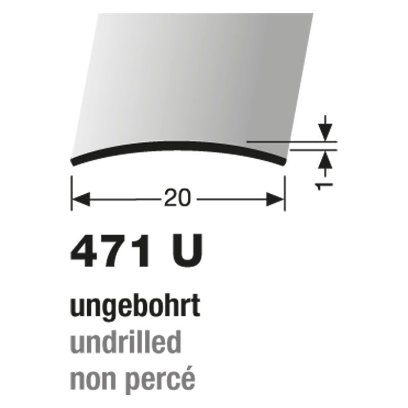 Küberit Übergangsprofil 20 mm Typ 471 U, 270 cm, Edelstahl poliert (F8)