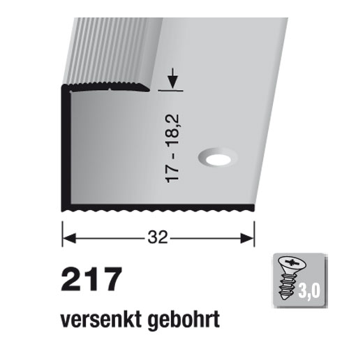 Küberit Alu Einfassprofil Typ 217, 17-18,2 mm, 270 cm, poliert (F3)