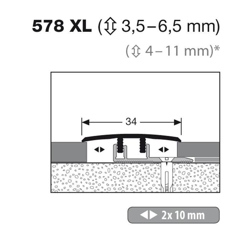 Küberit Übergangsprofil Typ 578 XL, 300 cm, silber (F4)