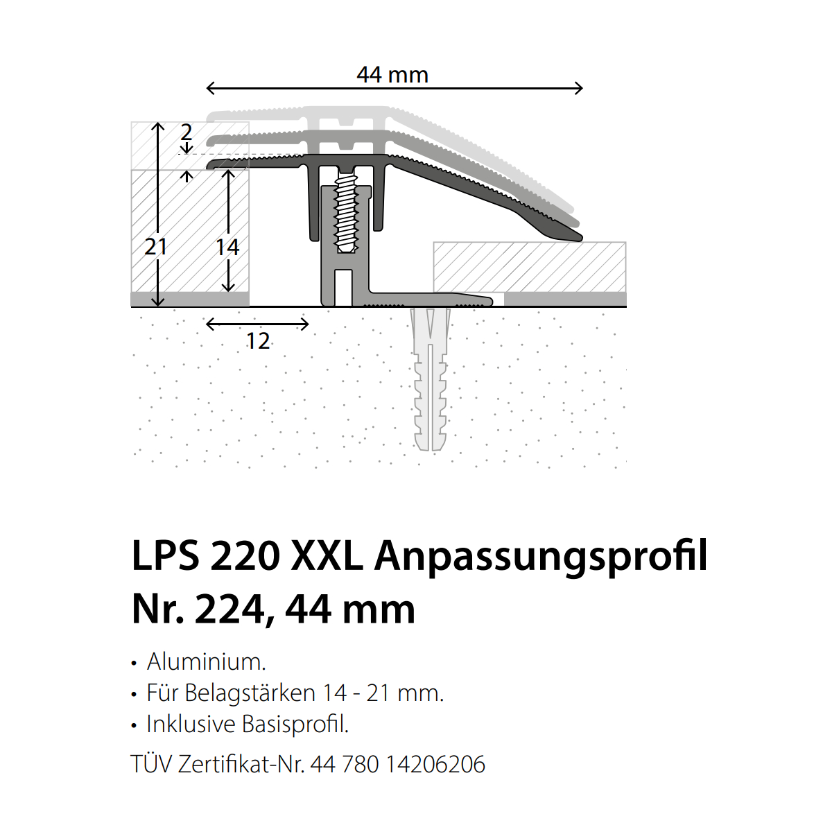 PRINZ LPS 220 Anpassungsprofil Nr. 224, 44 mm in verschiedenen Farben PRINZ LPS 220 Anpassungsprofil Nr. 224, 44 mm in verschiedenen Farben