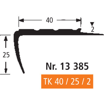Weich-PVC Treppenkante TK 40/25/2, 250 cm Weich-PVC Treppenkante TK 40/25/2, 250 cm