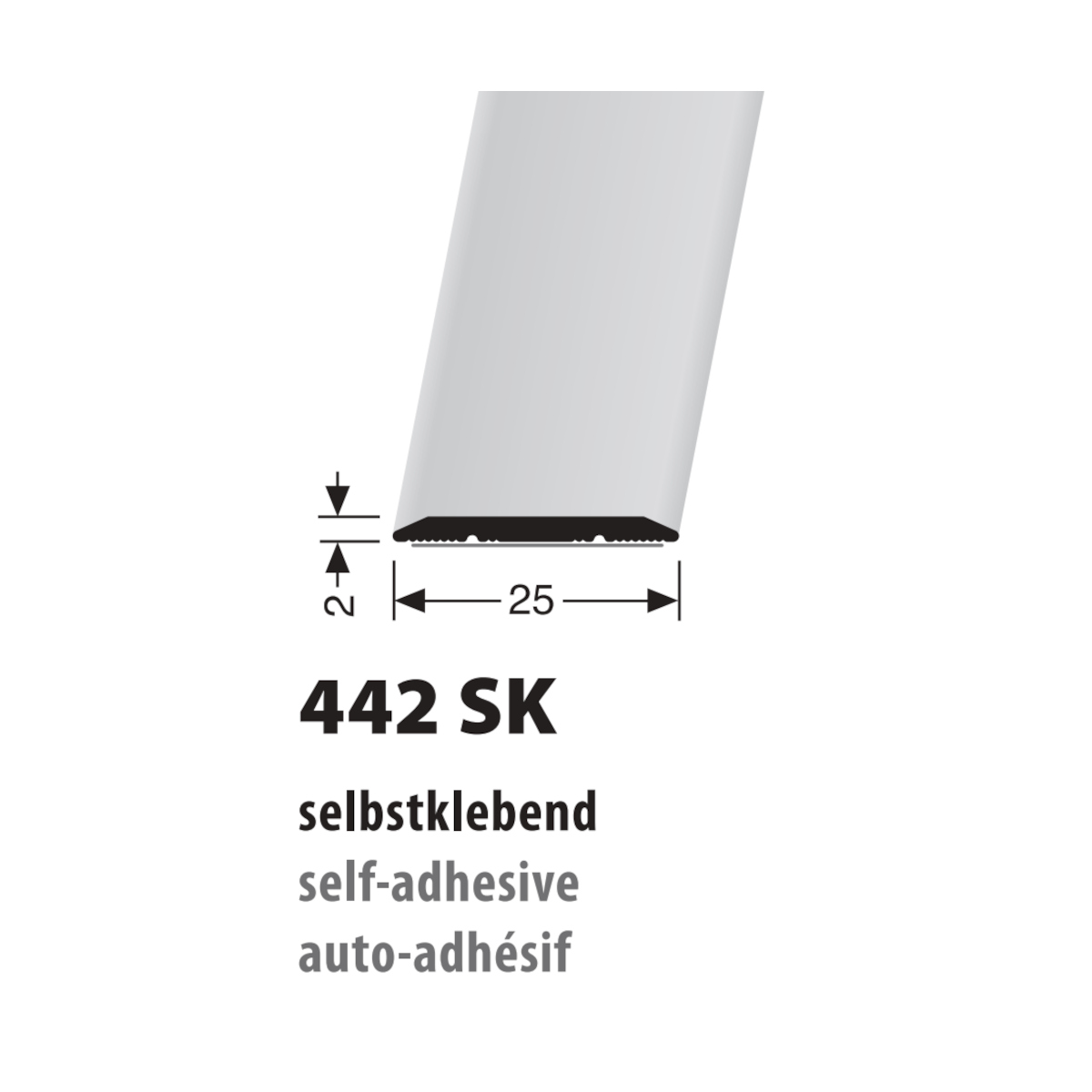 Küberit Alu Übergangsprofil 25 mm, Typ 442 SK, 100 cm, poliert (F3)
