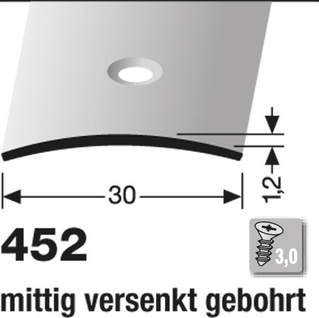 Küberit Übergangsprofil gewölbt, 30 x 1.2 mm, Typ 452 Küberit Übergangsprofil gewölbt, 30 x 1.2 mm, Typ 452