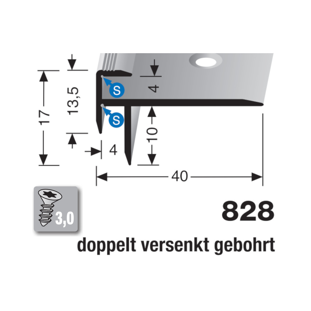 Küberit Treppenkantenprofil Typ 828, 500 cm, sand (F9)