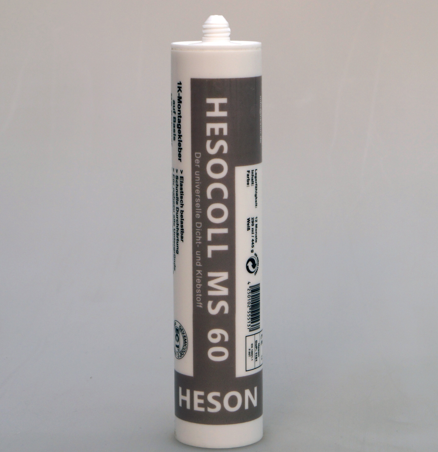 HesoColl MS60 1K-Montagekleber auf Basis MS Polymer 290 ml., grau HesoColl MS60 1K-Montagekleber auf Basis MS Polymer 290 ml., grau