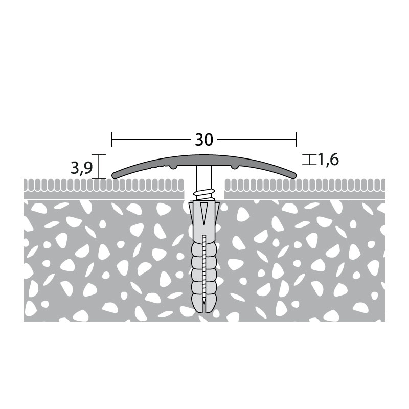 PRINZ Alu Übergangsprofil Nr. 130, 30 x 1,6 mm, 100 cm, edelstahloptik matt