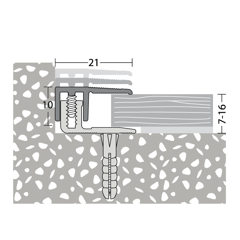 PRINZ LPS 220 Abschlussprofil Nr. 222, 21 x 10 mm, 270 cm, edelstahloptik matt