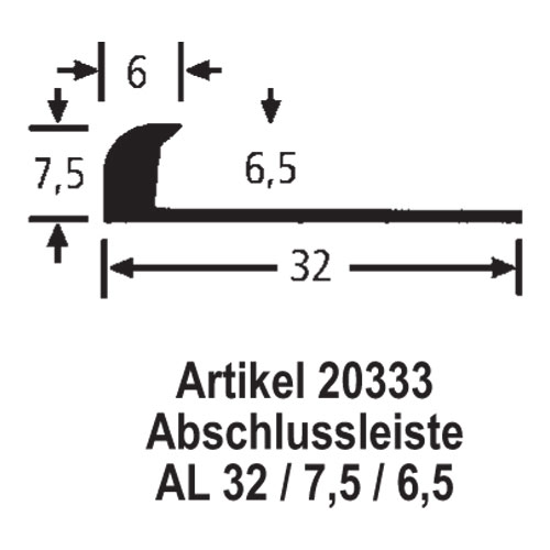 BOLTA PVC Abschlußleiste  32/7,5/6,5 400 cm, grau (0107)